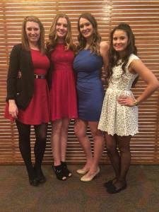 The KSA execs (girl power!) at the inaugural Gupta Faculty of Kinesiology and Applied Health Fundraising dinner. 